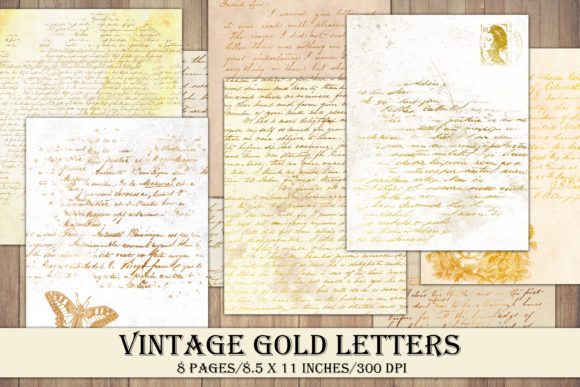 Download Printable Vintage Style Gold Letters - Old Collection