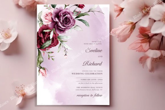 Download Boho Watercolor Red Maroon Roses Invite - Red Collection