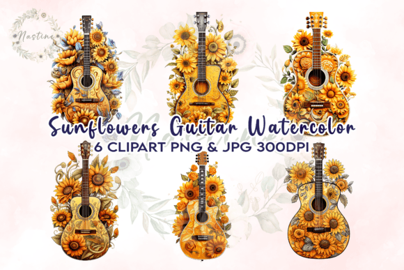 Download Sunflowers Guitar Watercolor Clipart - Premium Resources