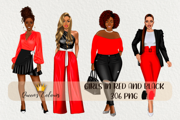 Download Red and Black Girls Clipart, Girl Boss - Red Collection