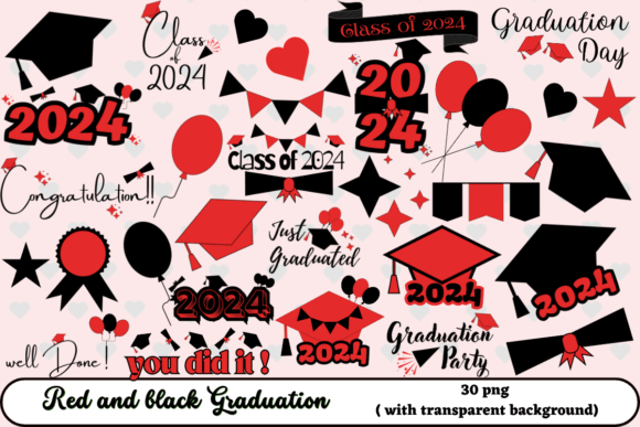 Download Red and Black Graduation 2024 Png - Red Collection