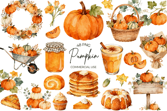 Download Watercolor Pumpkin Clipart Autumn Fall - Pumpkin Collection