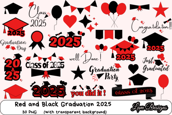 Download Red and Black Graduation 2025 Png - Red Collection
