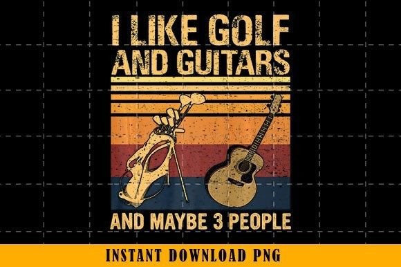 Download Vintage I Like Golf and Guitars Guitaris - Premium Resources