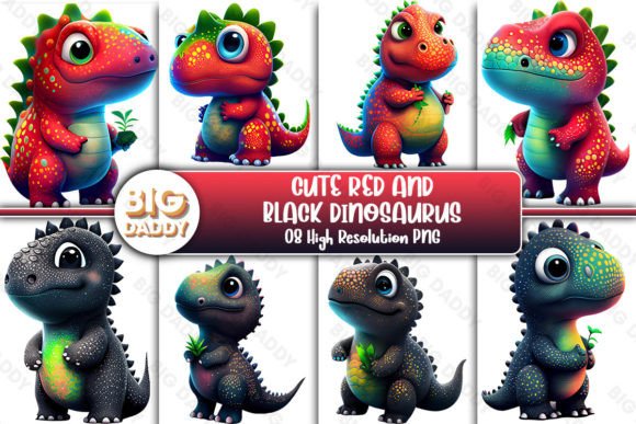Download Cute Red and Black Dinosaurus Clipart - Red Collection