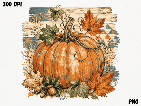 Download Vintage Rustic Pumpkin Watercolor PNG, a - Pumpkin Collection