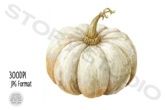 Download White Pumpkin Watercolor Clip Art Set - Premium Bundle