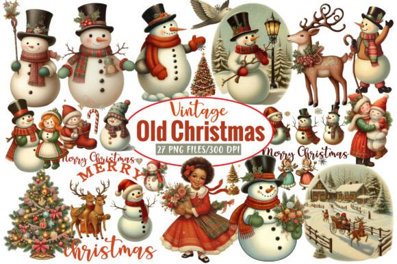 Download Vintage Old Christmas Clipart Bundle - Old Collection